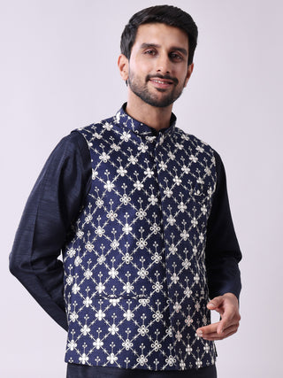 Men's Kurta With Pyjamas & Mirror Work Nehru Jacket