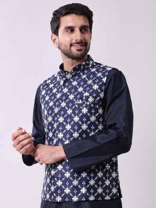 Men's Kurta With Pyjamas & Mirror Work Nehru Jacket