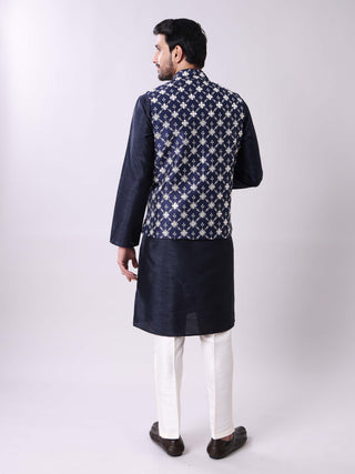 Men's Kurta With Pyjamas & Mirror Work Nehru Jacket