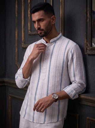 Men’s Green Cotton Striped Short Kurta (Copy) MAAHI FABS