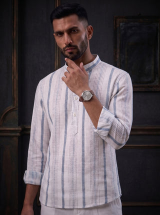 Men’s Green Cotton Striped Short Kurta (Copy) MAAHI FABS