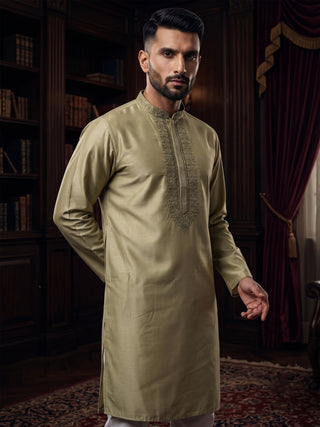 Men’s Pista Green Embroidered Kurta MAAHI FABS
