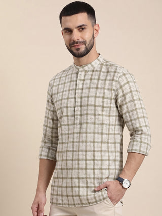 Printed Kurta for Men | Men’s Printed Linen Short Kurta MAAHI FABS