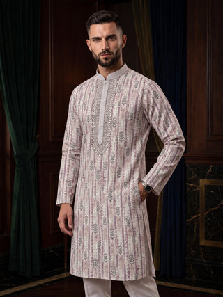 Men’s Lilac Mirror Work Embroidered Kurta MAAHI FABS