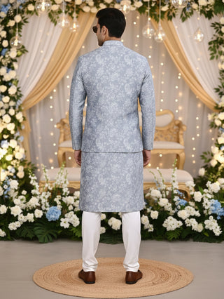 Men's Floral Printed Kurta & Jacket Set
