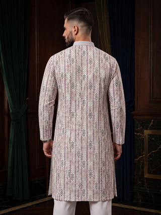 Men’s Lilac Mirror Work Embroidered Kurta MAAHI FABS