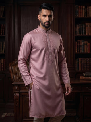 Men’s Peach Embroidered Kurta MAAHI FABS