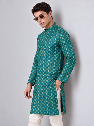 Men's Printed Cotton Blend Kurta (Green) MAAHI FABS