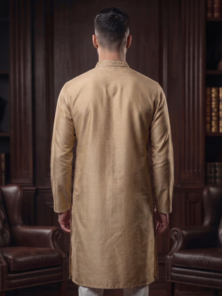 Men’s Beige Sequined Embroidered Kurta MAAHI FABS