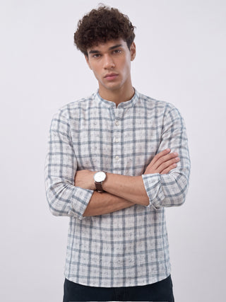 Printed Grey Kurta for Men | Men’s Printed Linen Short Kurta MAAHI FABS