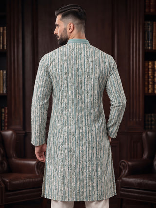 Men’s Green Mirror Work Embroidered Kurta MAAHI FABS
