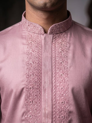 Men’s Peach Embroidered Kurta MAAHI FABS