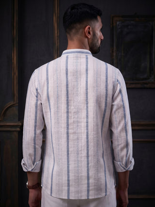 Men’s Green Cotton Striped Short Kurta (Copy) MAAHI FABS