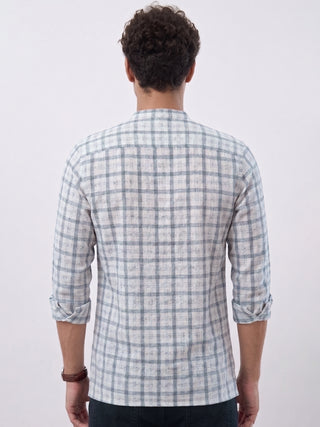 Printed Grey Kurta for Men | Men’s Printed Linen Short Kurta MAAHI FABS