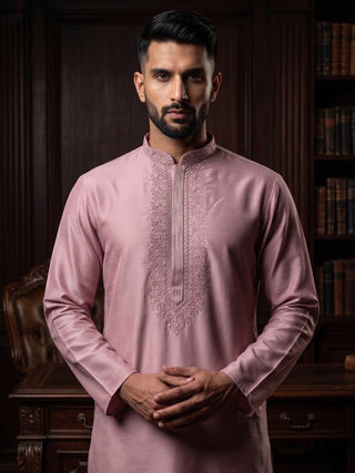 Men’s Peach Embroidered Kurta MAAHI FABS