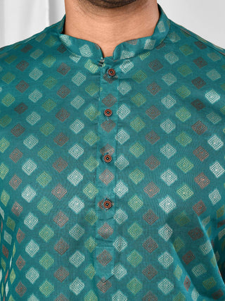 Men's Printed Cotton Blend Kurta (Green) MAAHI FABS