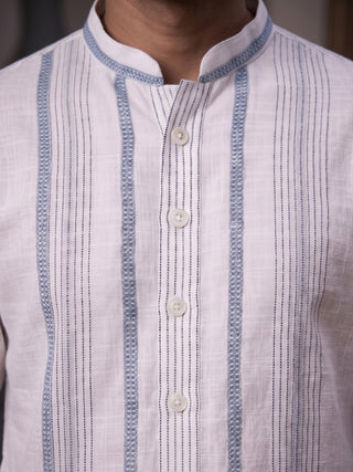 Men’s Green Cotton Striped Short Kurta (Copy) MAAHI FABS