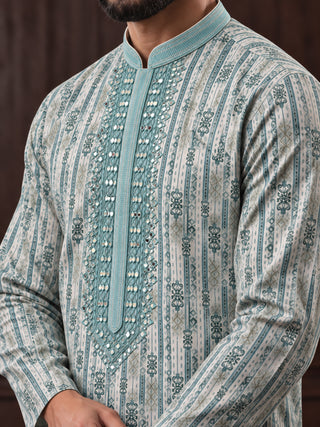 Men’s Green Mirror Work Embroidered Kurta MAAHI FABS
