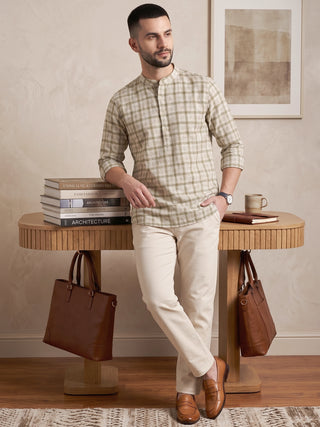Printed Kurta for Men | Men’s Printed Linen Short Kurta MAAHI FABS