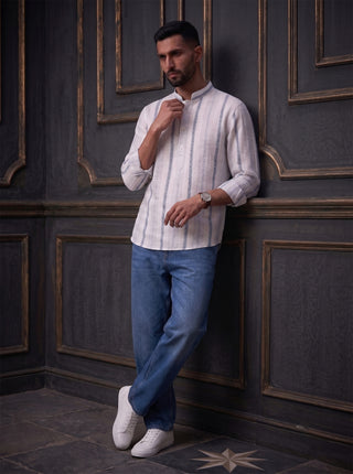 Men’s Green Cotton Striped Short Kurta (Copy) MAAHI FABS
