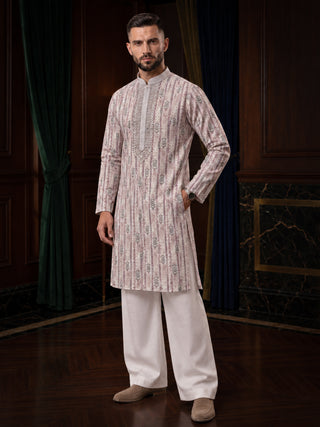Men’s Lilac Mirror Work Embroidered Kurta MAAHI FABS