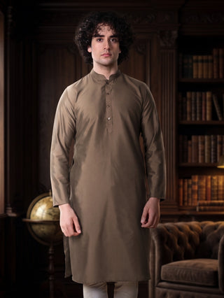 Men's Brown Embroidered Kurta & Jacket Set MAAHI FABS