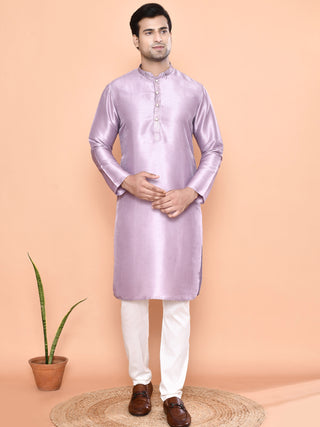 Men's Printed Purple Kurta & Jacket Set