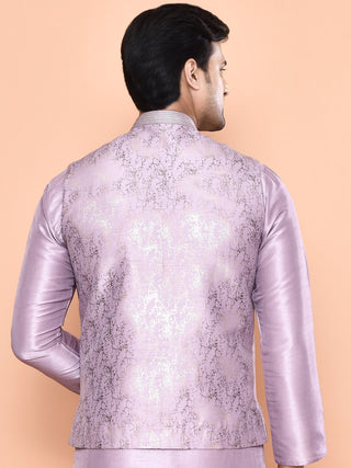 Men's Printed Purple Kurta & Jacket Set