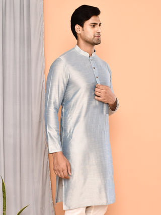 Men's Cotton Grey Solid Kurta