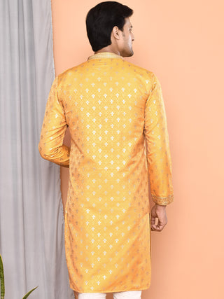 Men's Embroidered Yellow Kurta