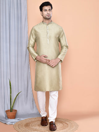 Men's Printed Pista Kurta & Jacket Set