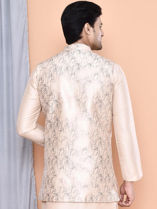 Men's Printed Long Jacket Set (Peach)