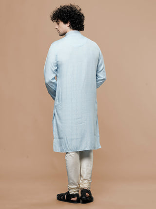 Maahi Fab Men Straight Pure Cotton Kurta (Blue)