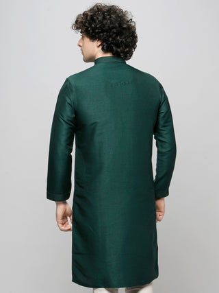 Men's Bottlegreen Sequin Embroidered Kurta