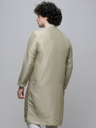 Men's Green Embroidered Kurta