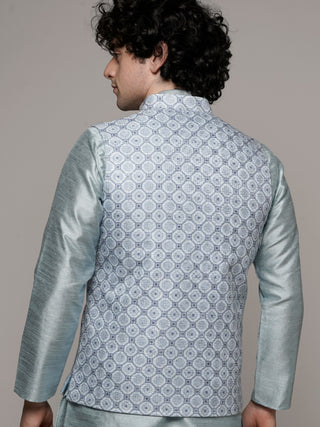 Maahi Fabs Geometric Print Nehru Jacket