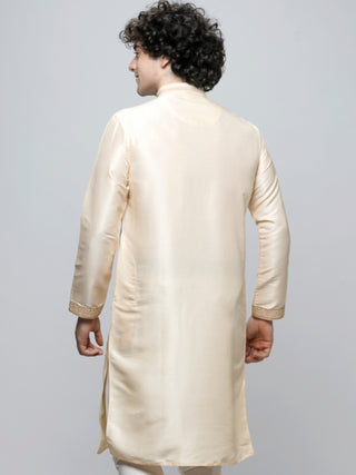 Men's Cream Embroidered Kurta