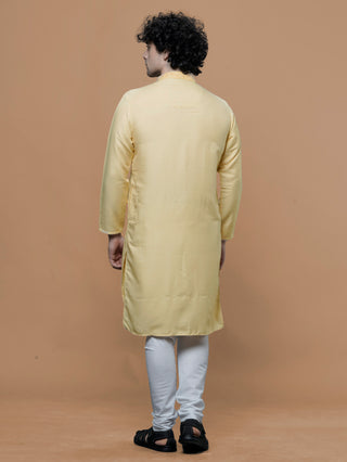 Maahi Fab Men Cotton Kurta and Pajama (Yellow)