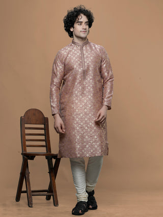 Maahi Fab Men Cotton Blend Kurta and Pajama (Rust)