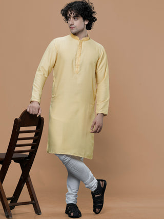 Maahi Fab Men Cotton Kurta and Pajama (Yellow)