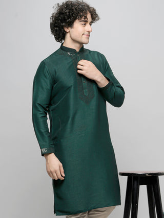 Men's Bottlegreen Sequin Embroidered Kurta