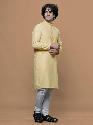 Maahi Fab Men Cotton Kurta and Pajama (Yellow)