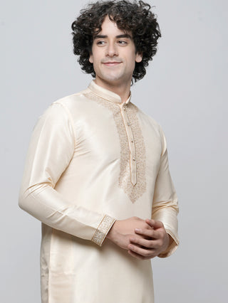 Men's Cream Embroidered Kurta