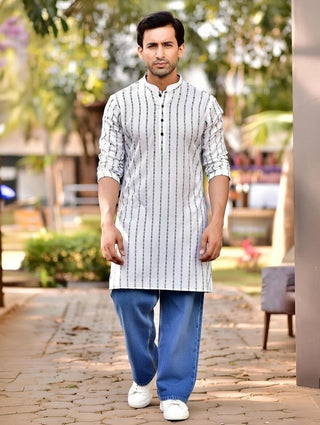 Men's Printed Cotton Kurta