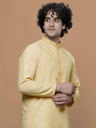 Maahi Fab Men Cotton Kurta and Pajama (Yellow)