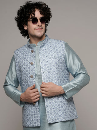 Maahi Fabs Geometric Print Nehru Jacket