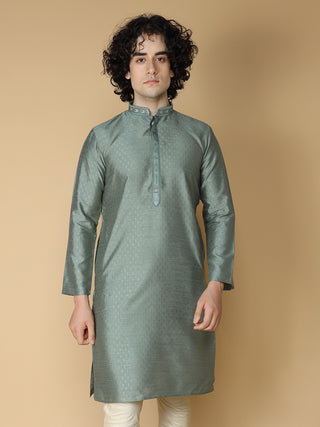 MAAHI FABS Men's Pista Green Solid Regular Fit Kurta Pajama Set