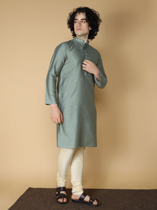 MAAHI FABS Men's Pista Green Solid Regular Fit Kurta Pajama Set