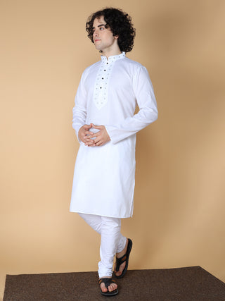 MAAHI FABS Men's White Solid Regular Fit Kurta Pajama Set