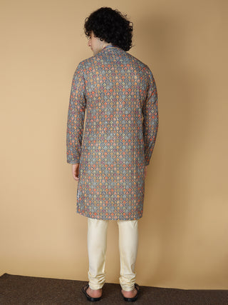 Maahi Fabs Mens Riyon Multi Printed Kurta